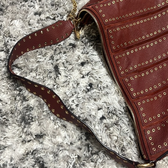 MICHAEL Michael Kors Womens Brooklyn Leather Convertible Hobo Handbag Red Large - Picture 9 of 12